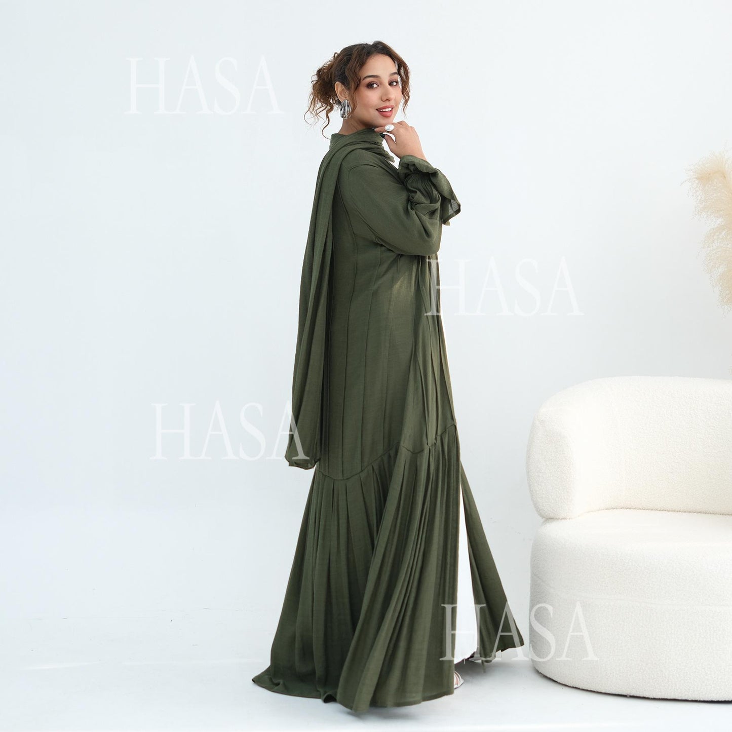 HASA HS6802 Flowy Abaya and Hijab Set You Will Love