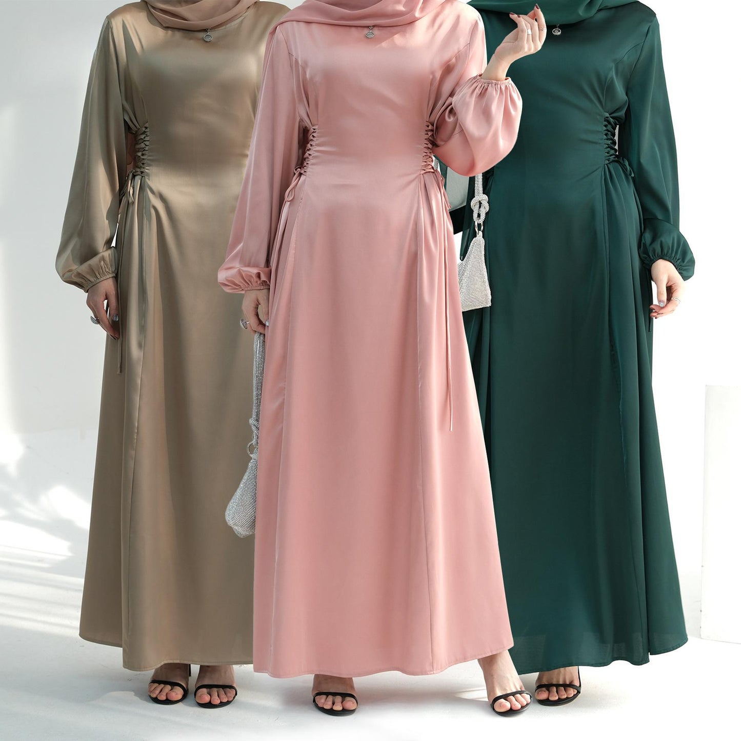 HASASERIES HS0991 Robe élégante à col haut et couleur unie