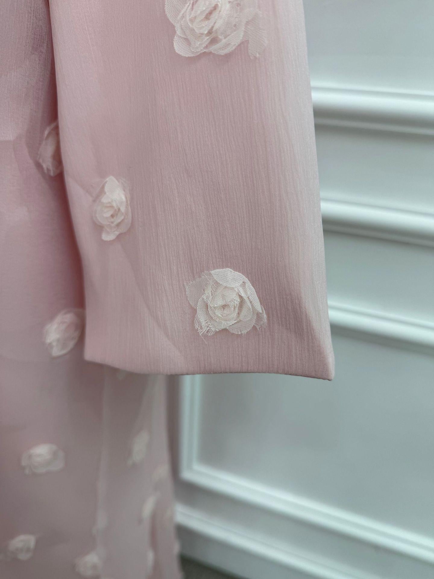 HASA HS6782 Graceful Floral Pink Abaya with Matching Scarf