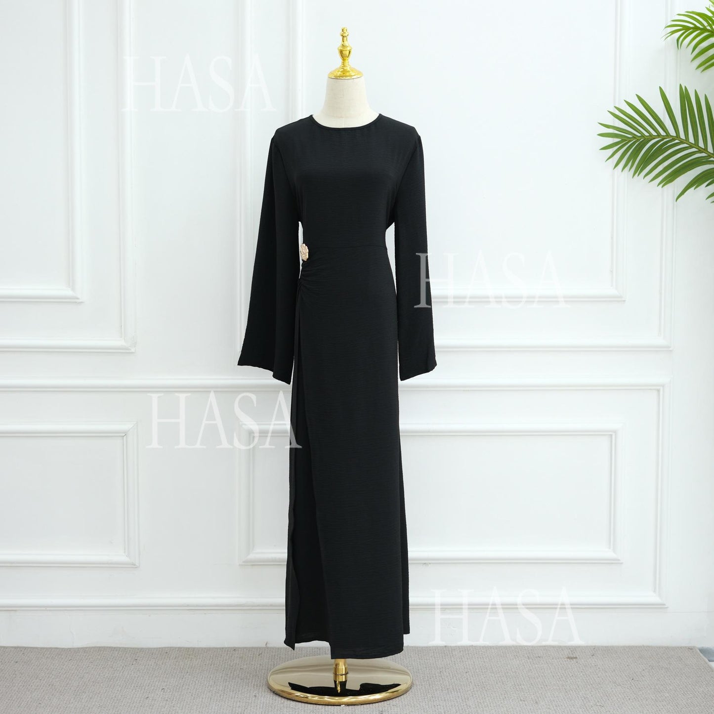 HS6549 Minimalist Abaya with Waist Detail