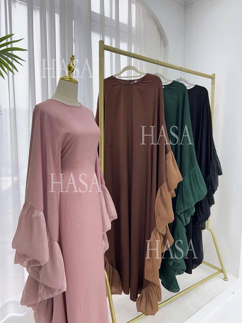 HS6473 Elegant and Graceful Heavy Stitching Lace Sleeve Robe