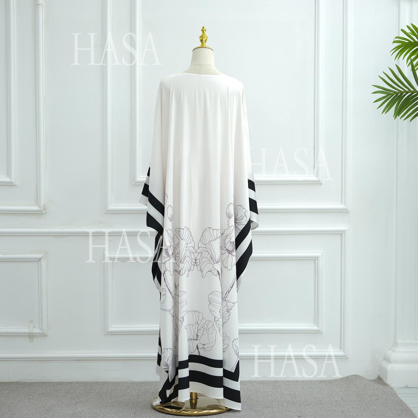 HS6556 Colorblock Print Cardigan Robe Dress