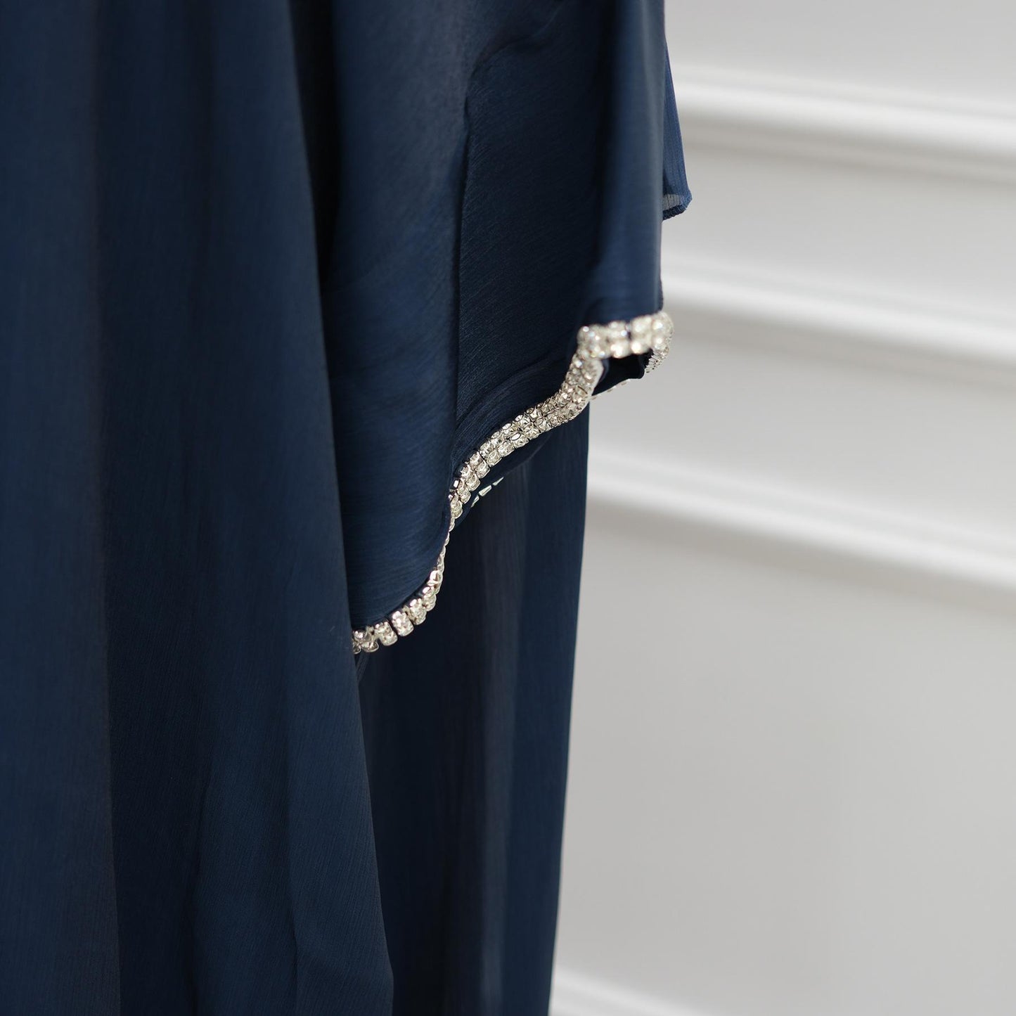 HS6553  Two-Piece Solid Abaya with Beaded Details and Matching Scarf Option