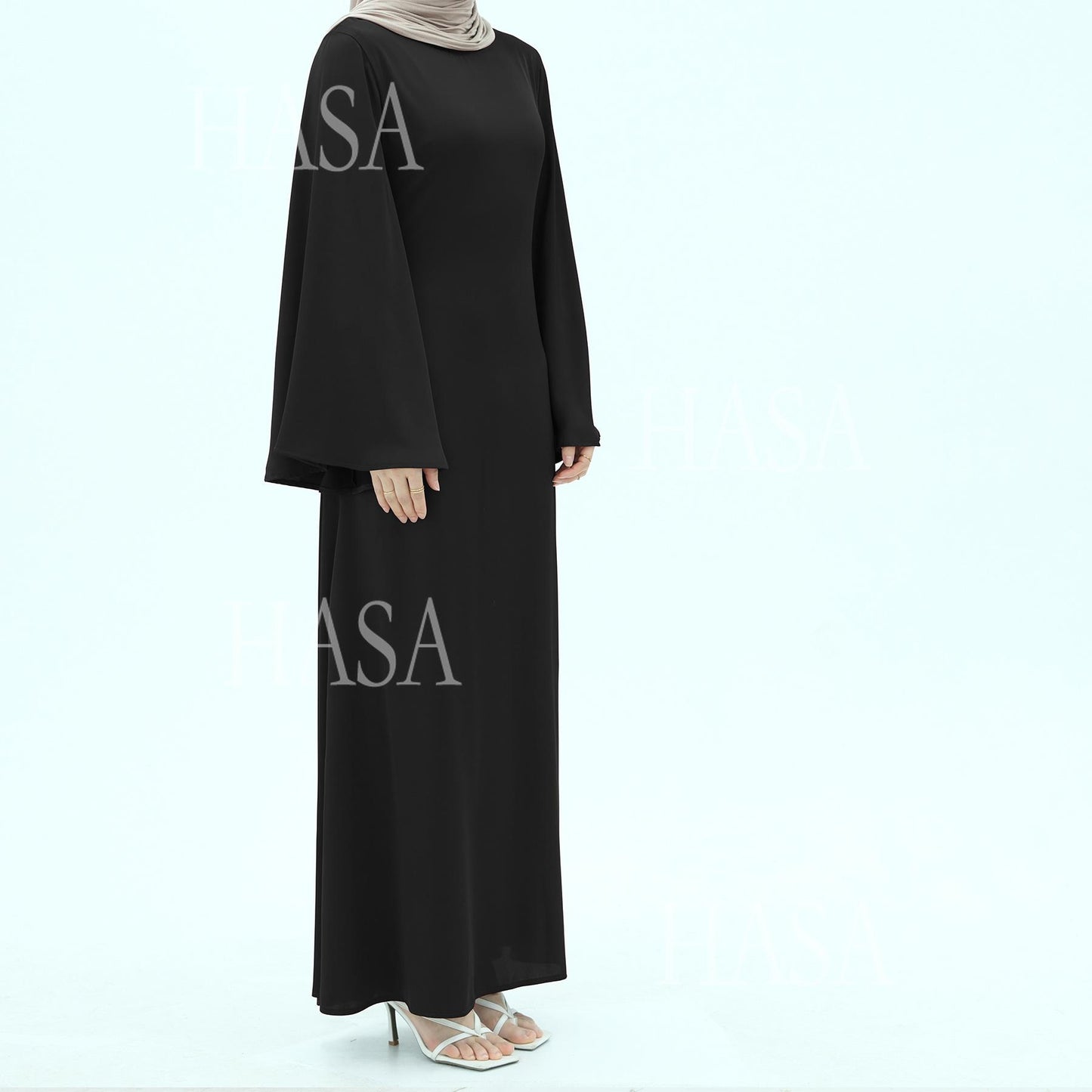 HS6478 Simple Long Dress with Wide Sleeves, One-piece and Smooth Style