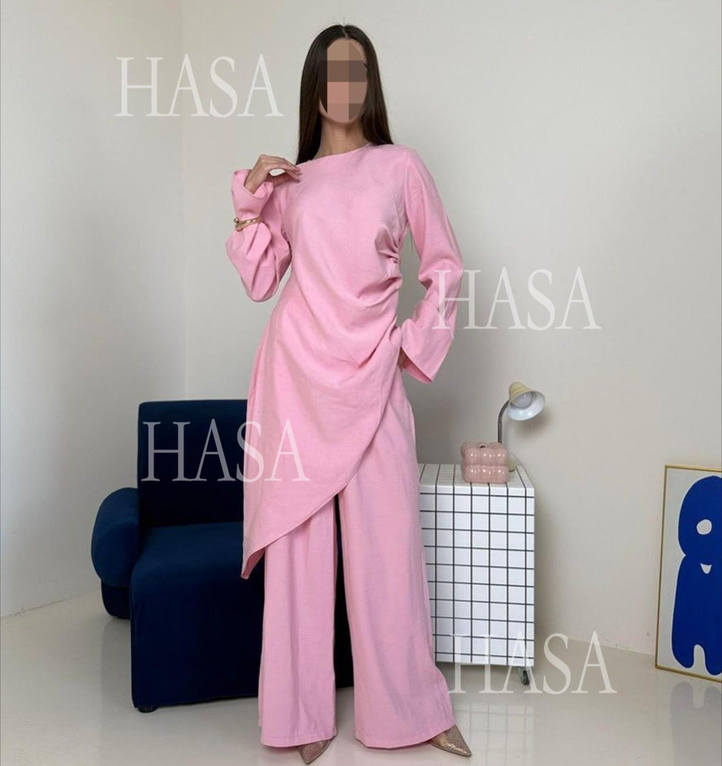 HS6606 Asymmetrical two-piece tunic (with optional headscarf)