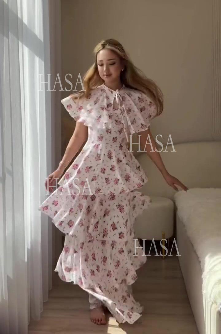 HASA HS6800 Dreamy Ruffle Maxi Dress for Special Days