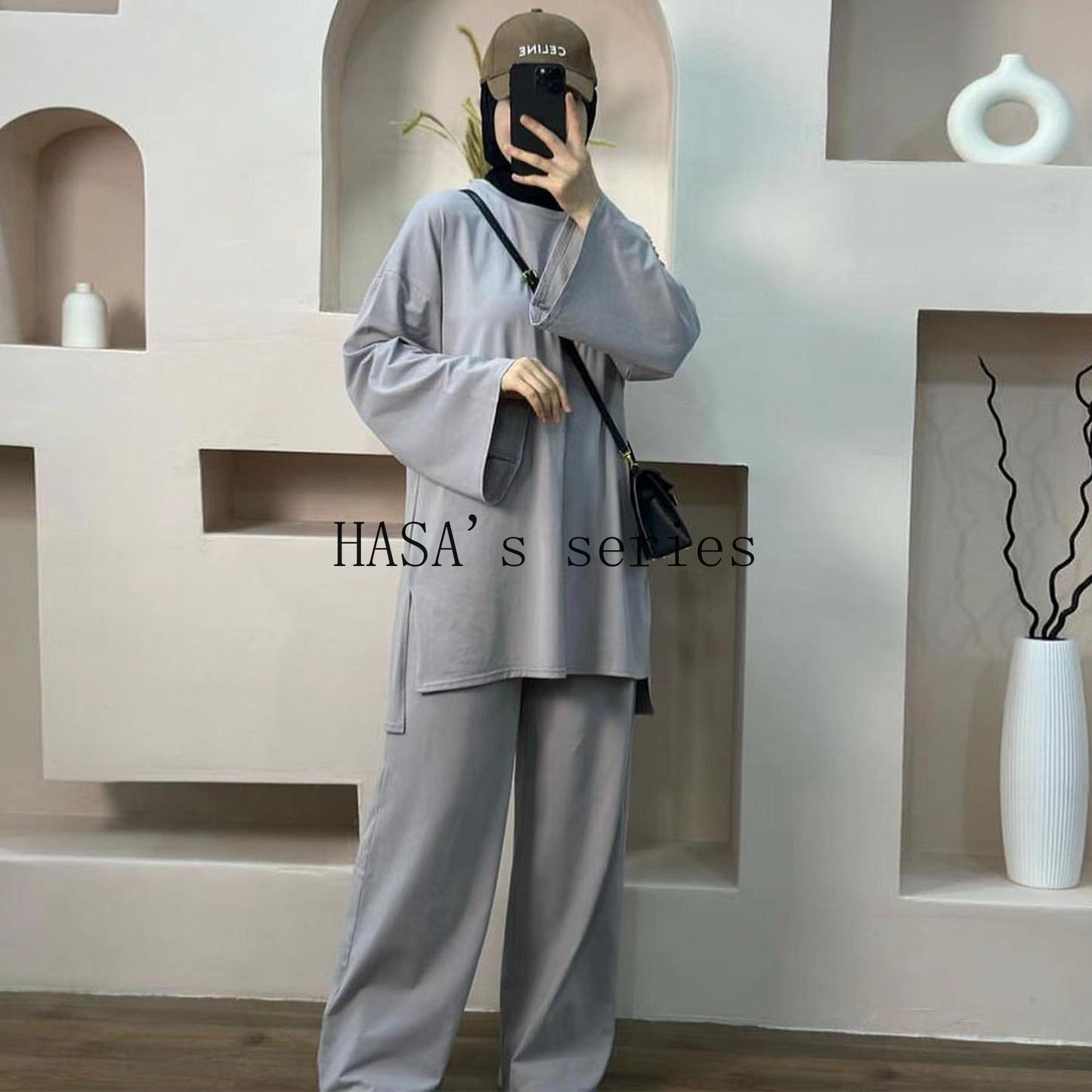 HS5488 Fashionable and Comfortable Loose Two-piece Suit - Simple Solid Color Design two  piece co  ords