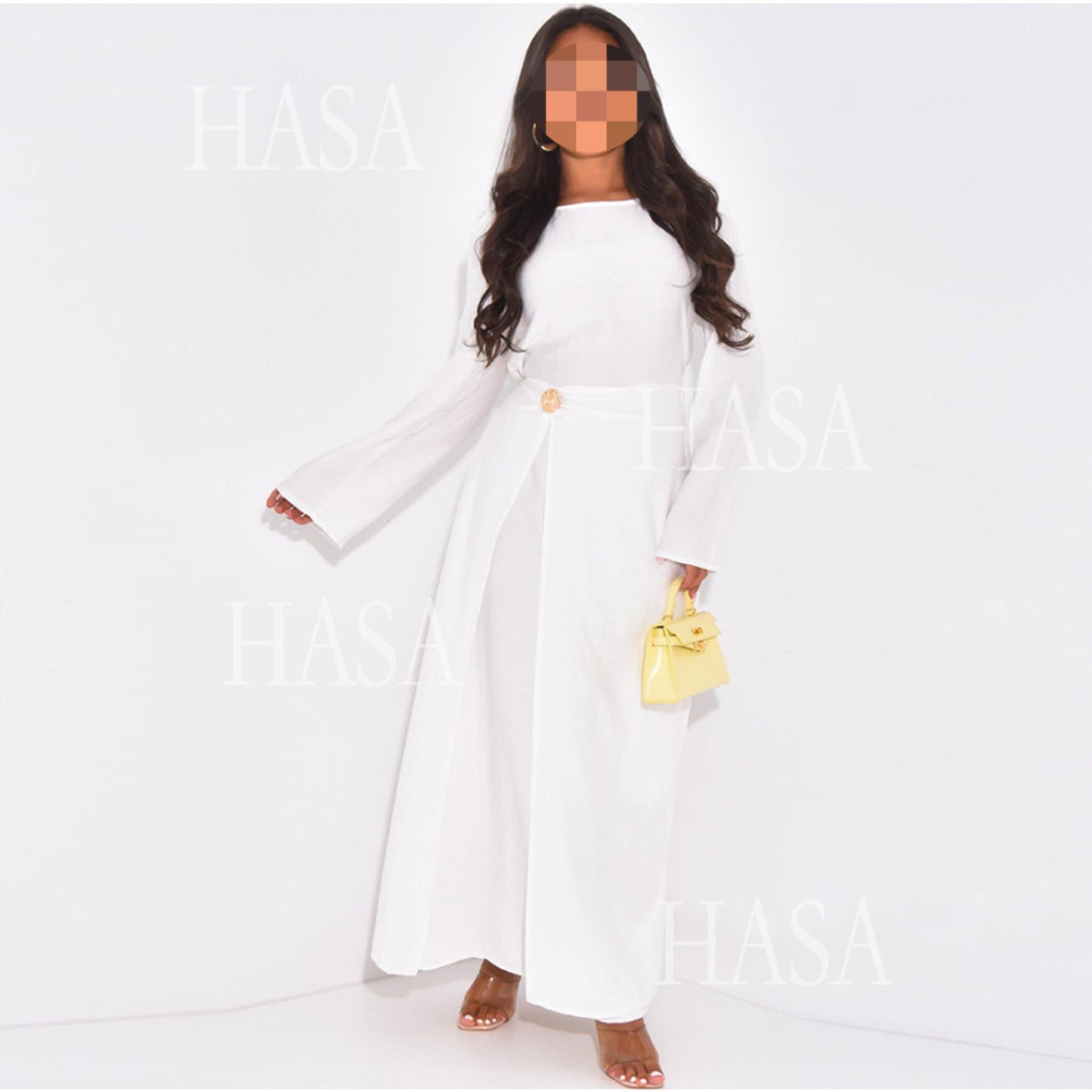 HS6549 Minimalist Abaya with Waist Detail