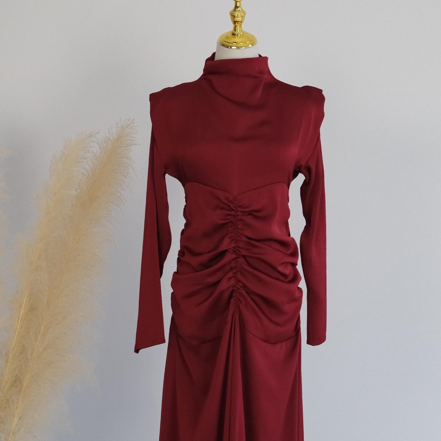 Robe de chambre amincissante à col montant de couleur unie HASASERIES HS1020