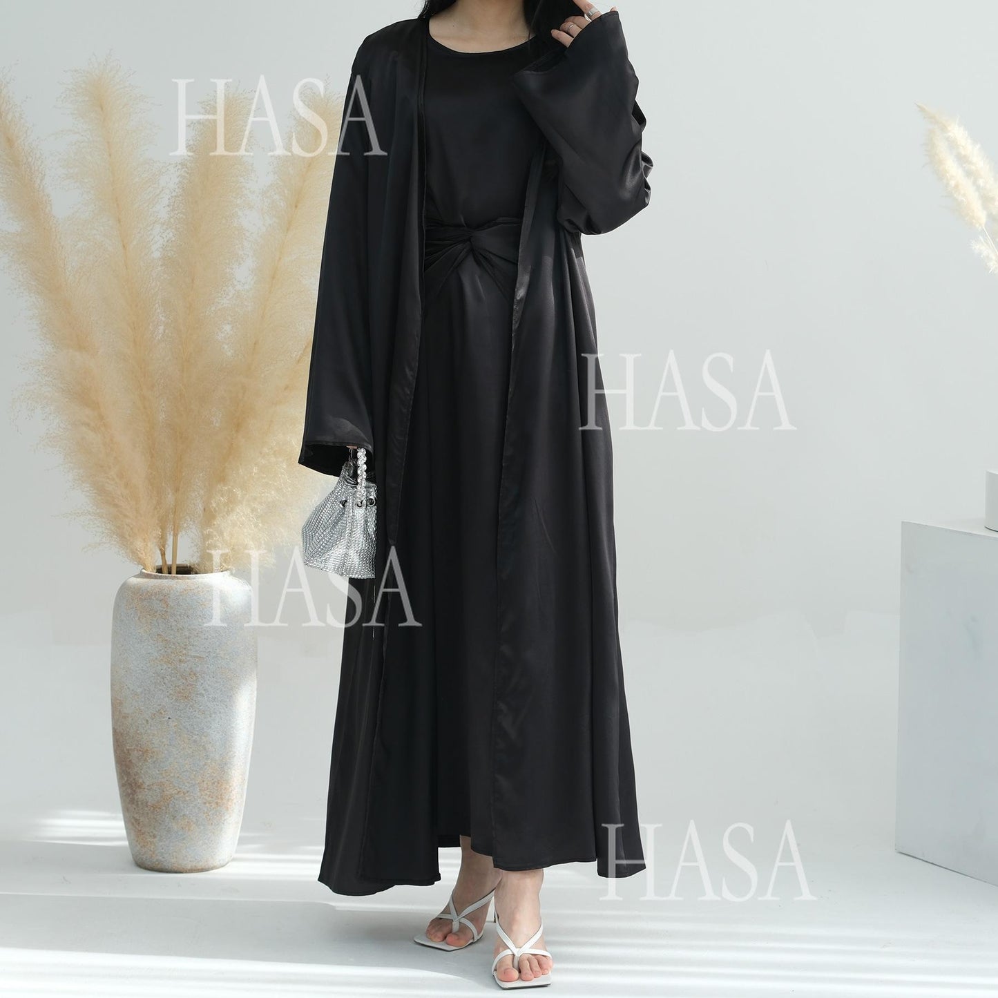HS6581 Solid color three-piece women's long skirt suit