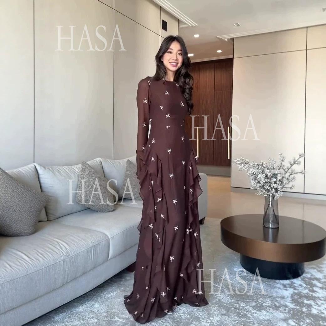 HASA HS6755 Soft Glam Layered Formal Dress