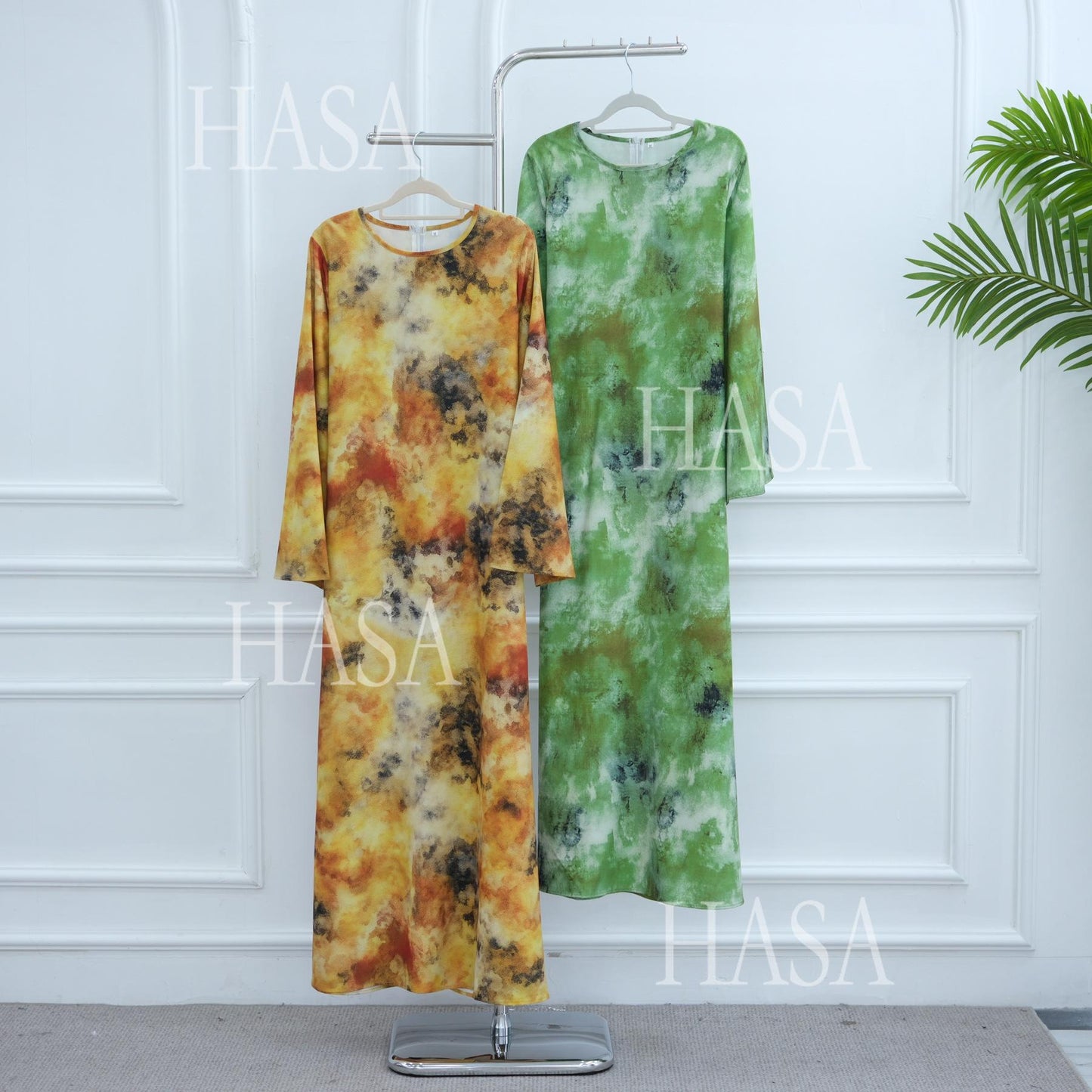 HS6550 Elegant Printed Abaya with Long Sleeves