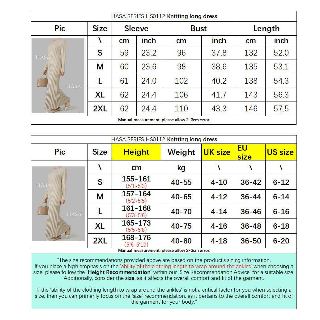 HS0112 Knitted long dress warm for autumn and winter