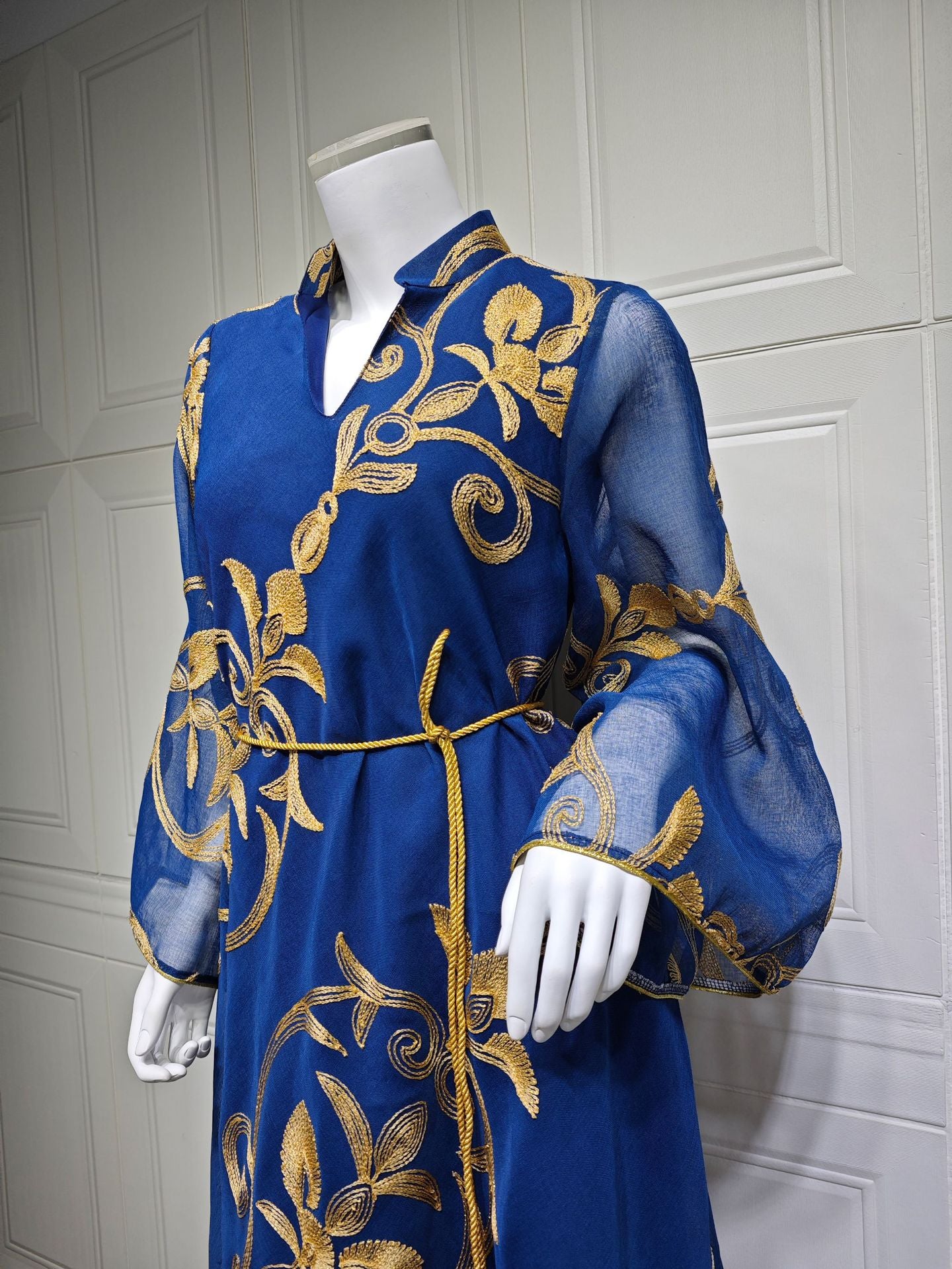 HS6650 Mesh Embroidered Maxi Dress - Elegant and Stylish