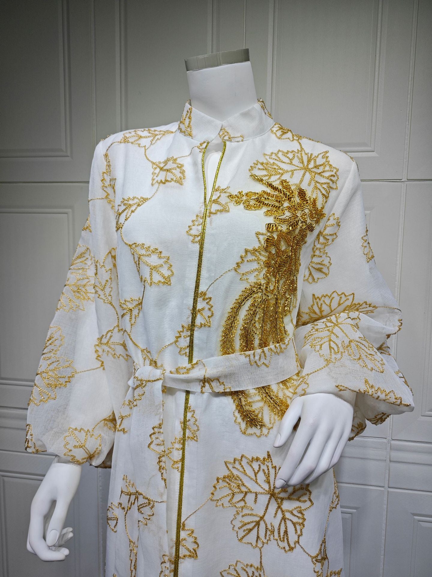 HS6651  Floral Print Long Dress, Elegant Stand-up Collar Evening Gown