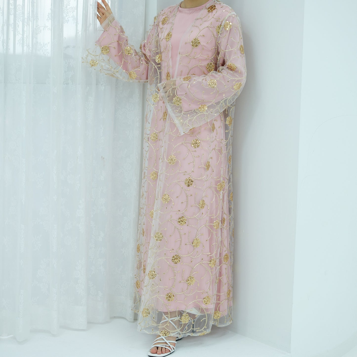 HS6627 Gold hook flower embroidered cardigan (with optional inner wear)