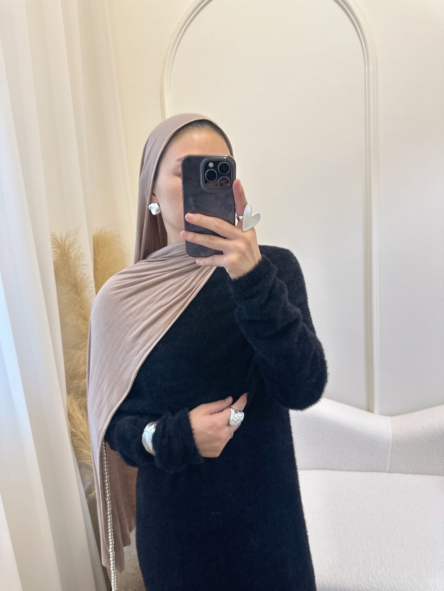 HS6604  Slim-fit Knit Sweater Two-piece Set with Shawl Design (headscarf Optional)