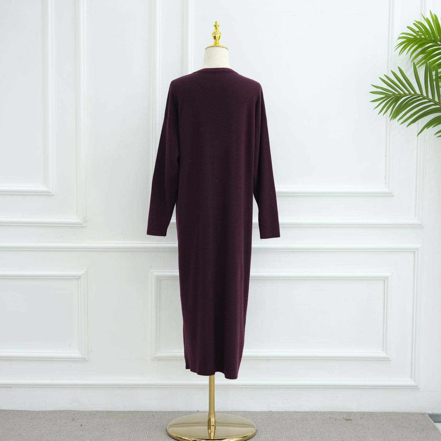 HS6598 Autumn and Winter Knitted Dress, Long Solid Color (headscarf Not Included)