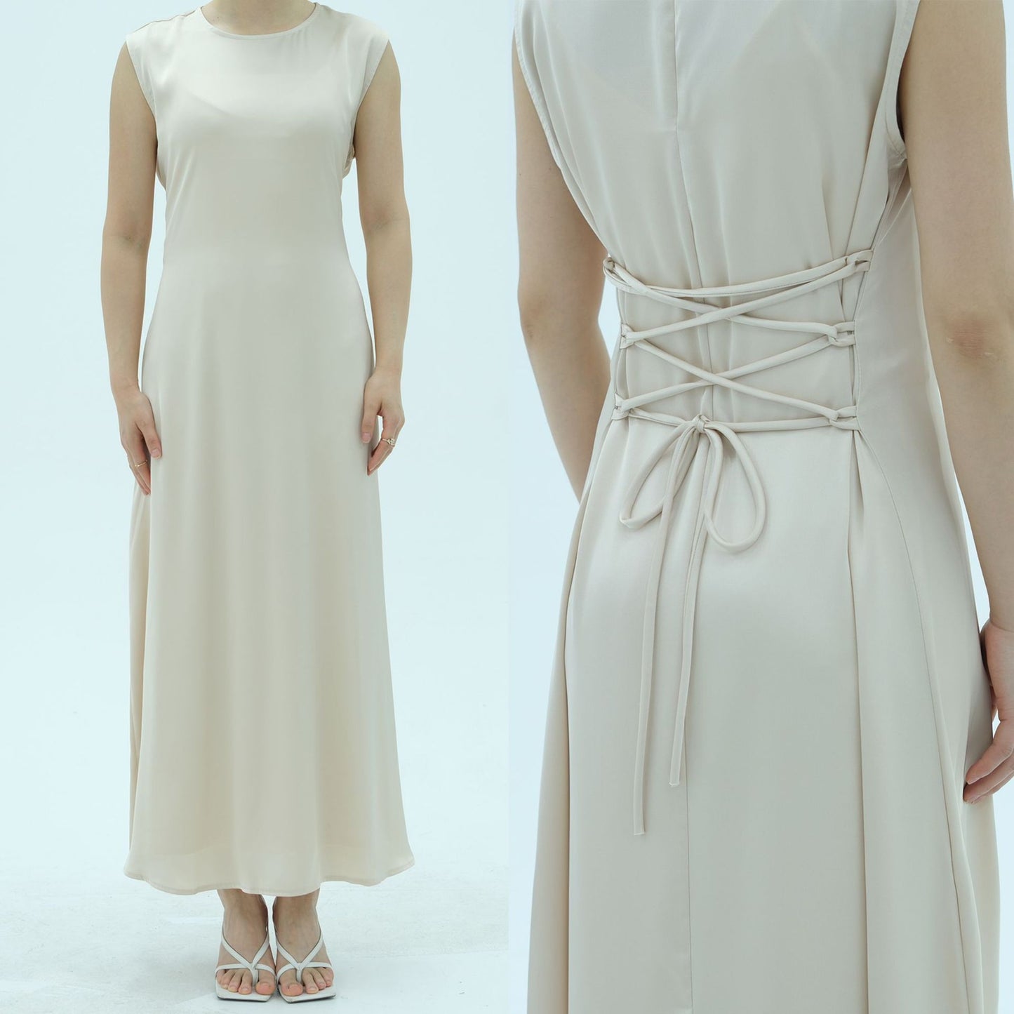 HS6620 Sleeveless Back Tie Dress (One-Piece)