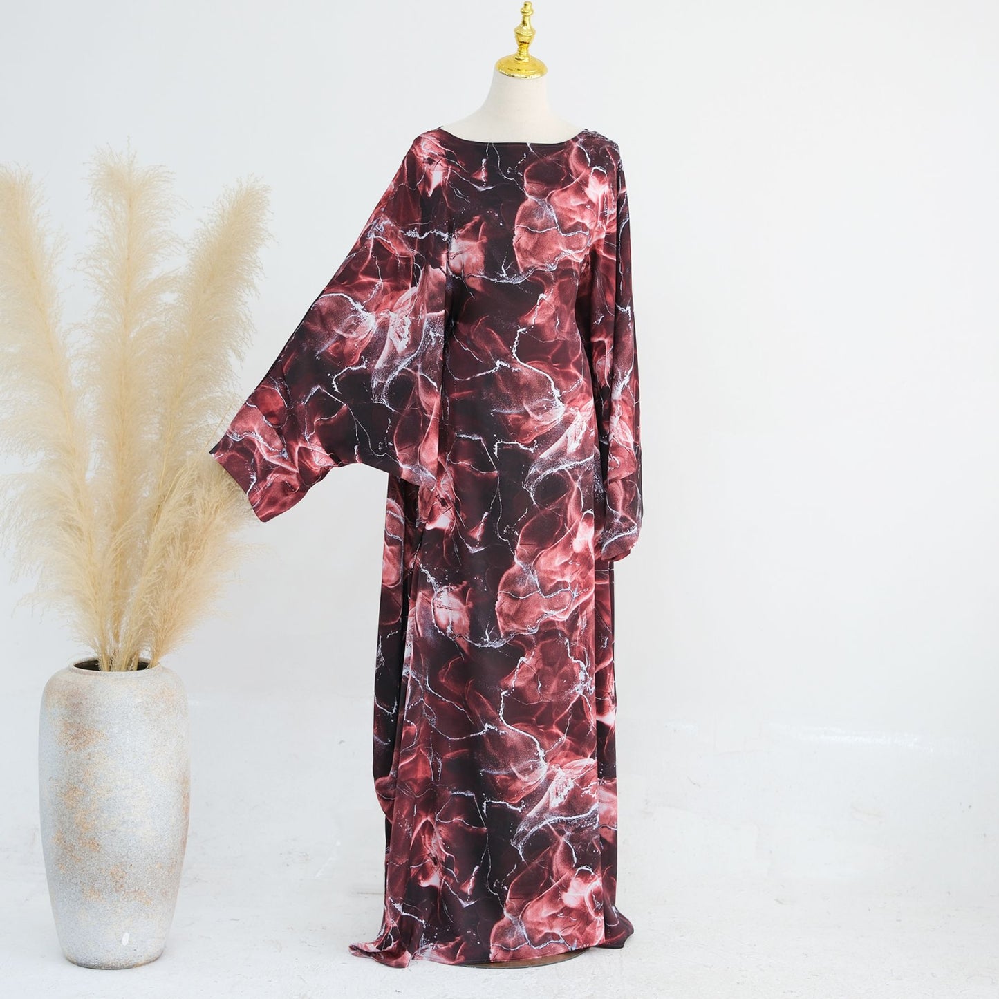 HS6621  Printed Long-sleeved Dress (with Optional Headscarf)