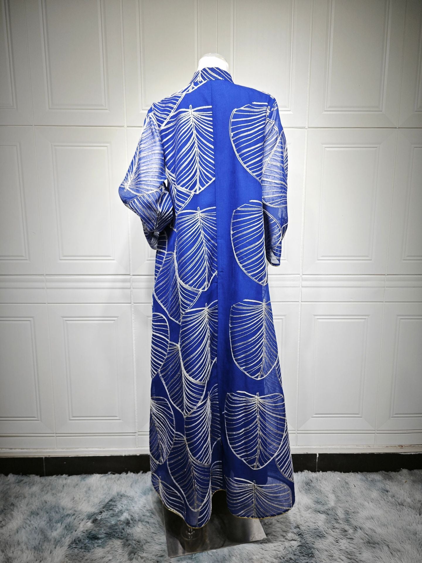 HS6657 Women's Long Robe Dress with Mesh Embroidery