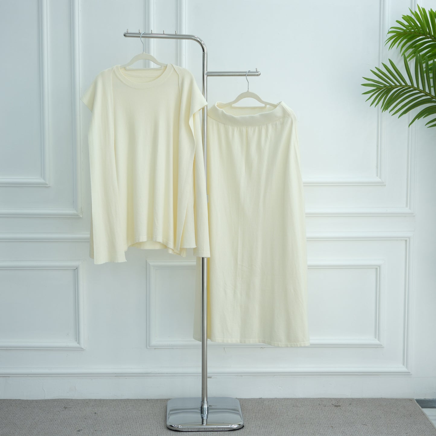 HS6609 Autumn and winter thickened knitted two-piece suit (excluding headscarf)