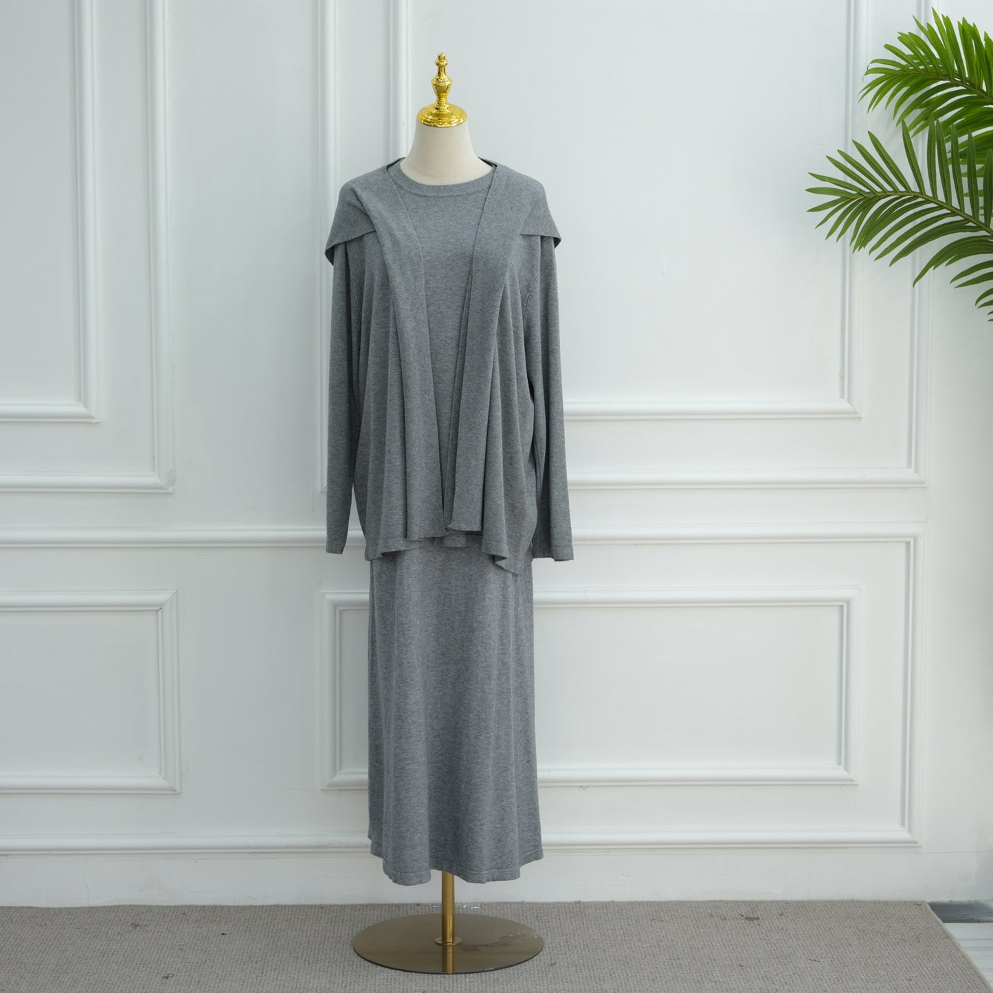 HS6609 Autumn and winter thickened knitted two-piece suit (excluding headscarf)