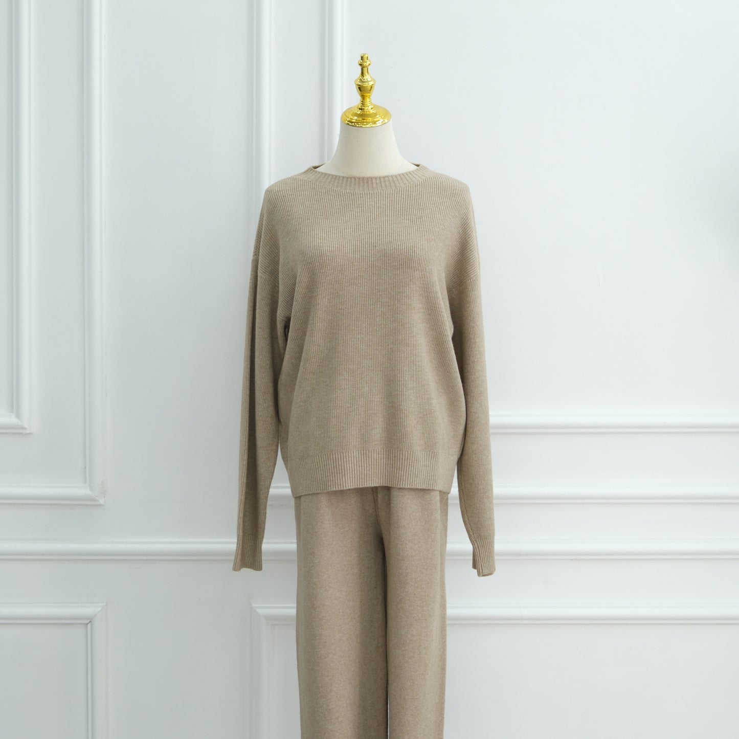 HS6595 Autumn and Winter Thickened Knitted Suit (Not Including Headscarf) | Simple Solid Color Two-Piece Suit