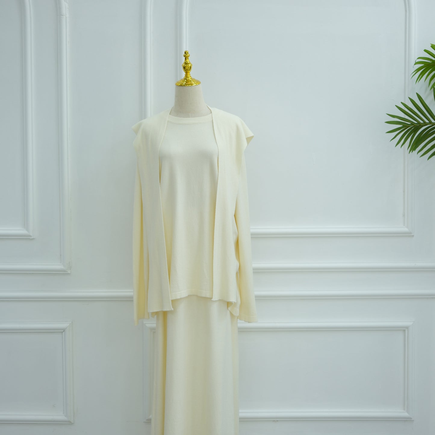 HS6609 Autumn and winter thickened knitted two-piece suit (excluding headscarf)