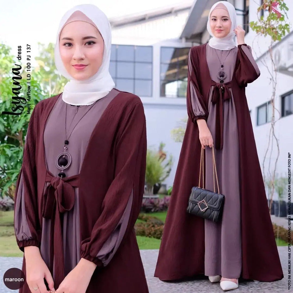 HS0509 taille haute manches longues jupe longue abaya 