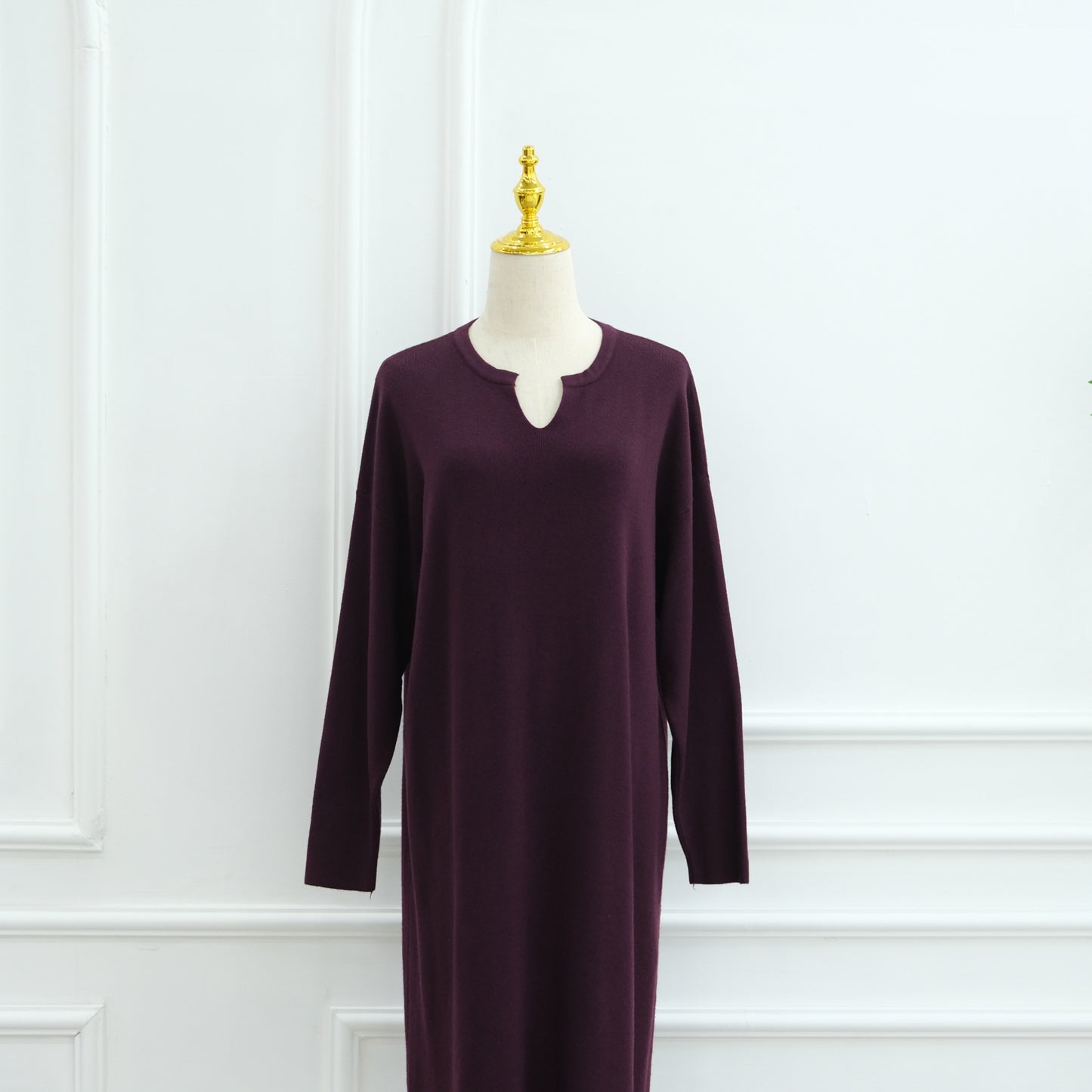 HS6598 Autumn and Winter Knitted Dress, Long Solid Color (headscarf Not Included)