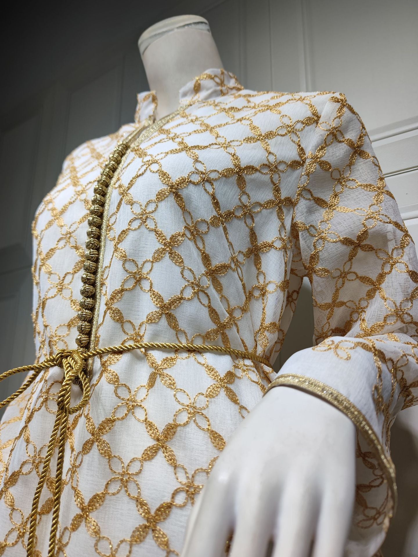 HS6640 Elegant Openwork Embroidered Abaya Long Dress