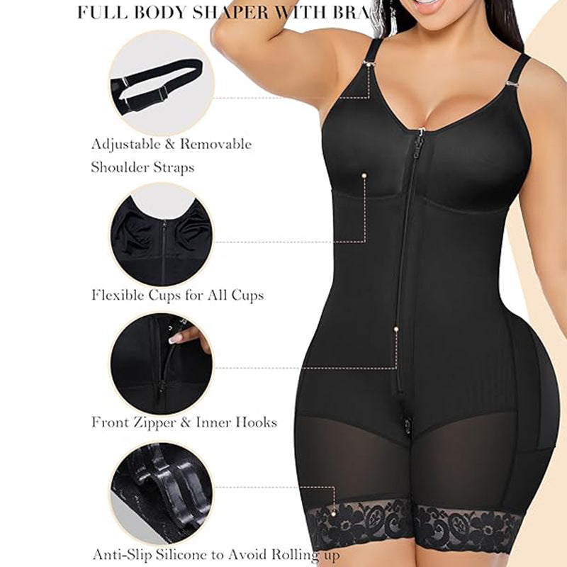 HS6674  One-piece zippered shapewear (with integrated bra)