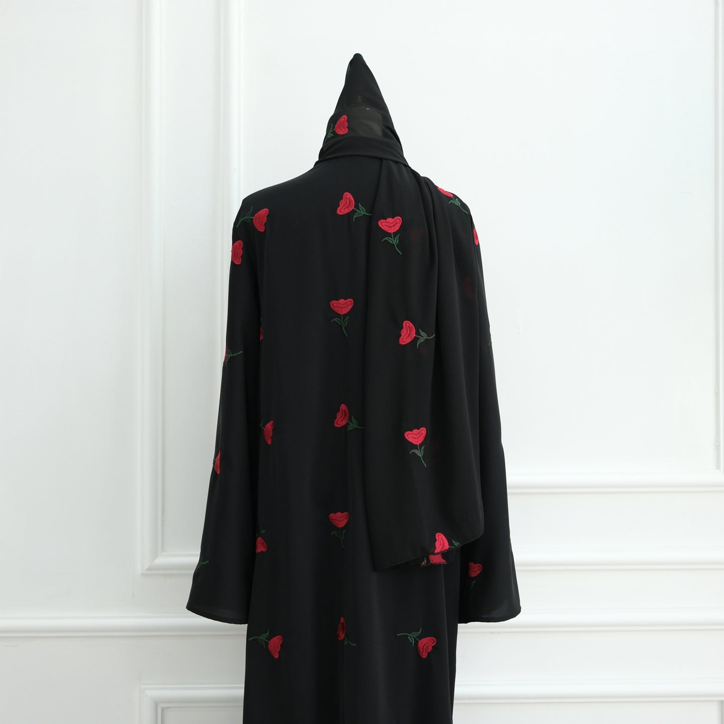 HS6631 Long cardigan with floral embroidery (headscarf optional)