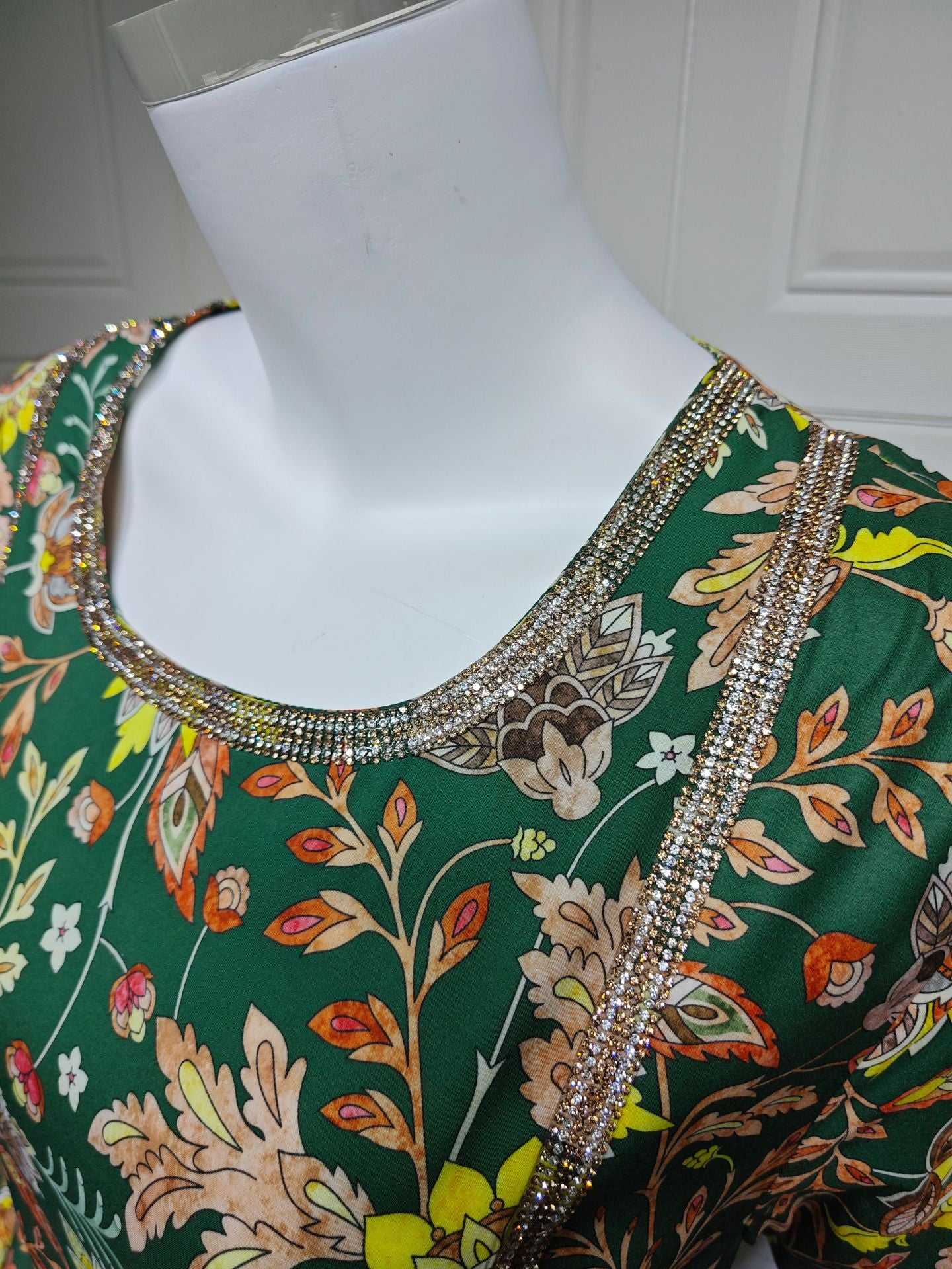 HS6641 Printed Rhinestone Long Dress