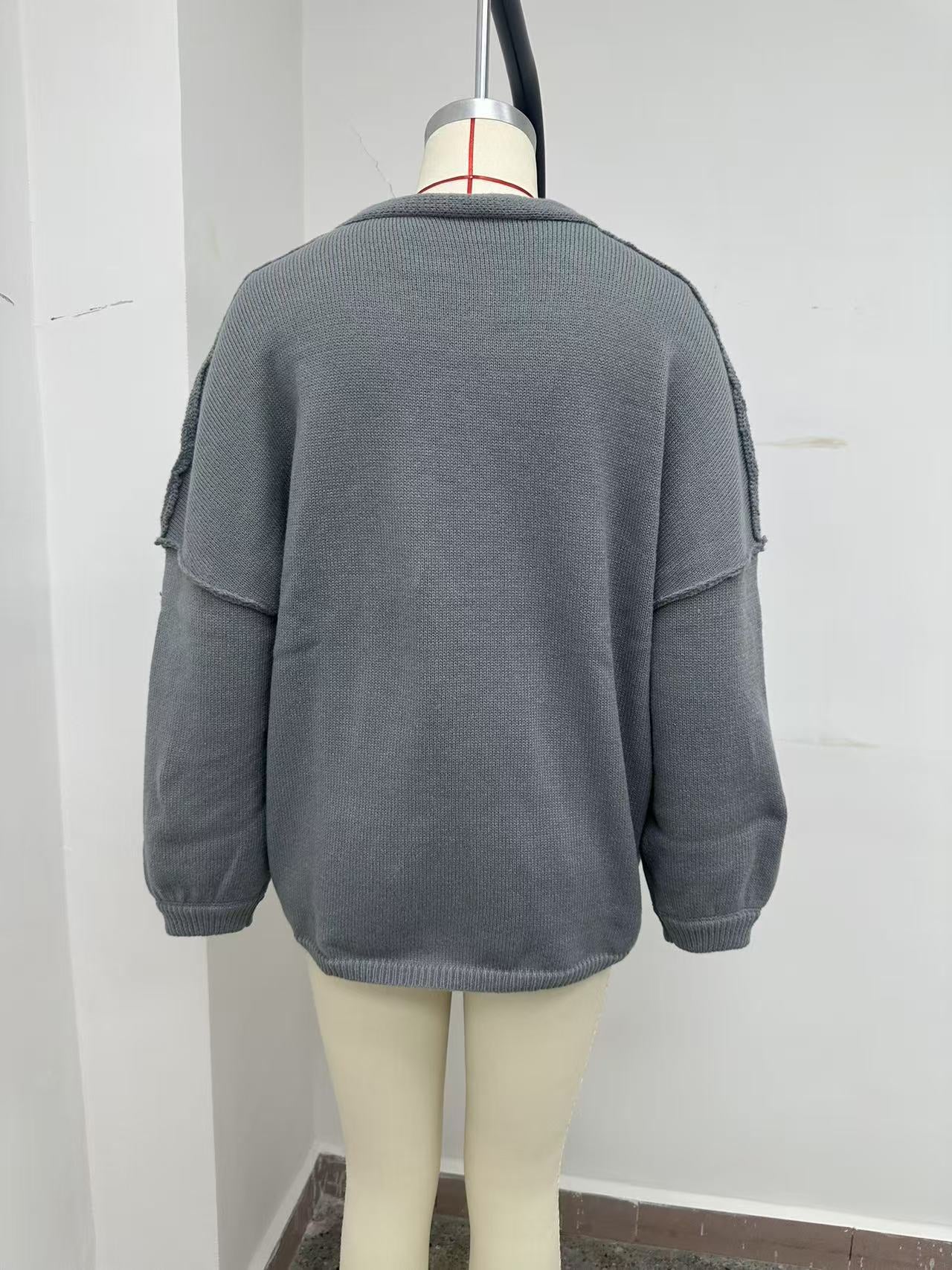 HS6673 Knitted Top Casual Loose-fitting Cardigan