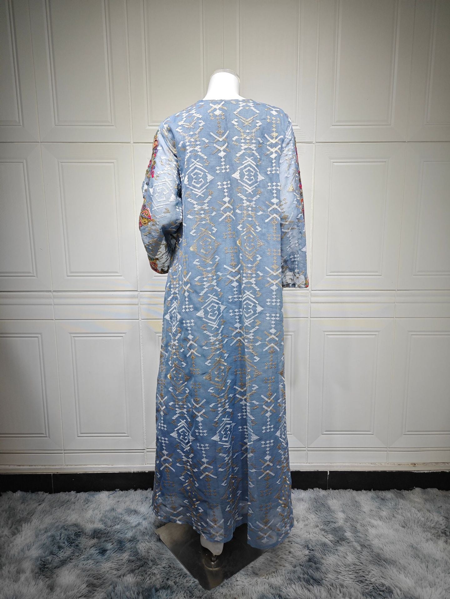 HS6658 Appliqué Patchwork Robe Dress: Lightweight Mesh Combined with Delicate Patterns