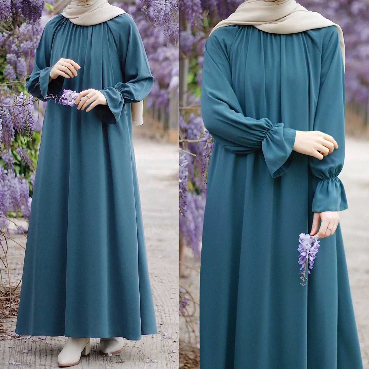HS0508 abaya longue jupe décontractée à manches longues 
