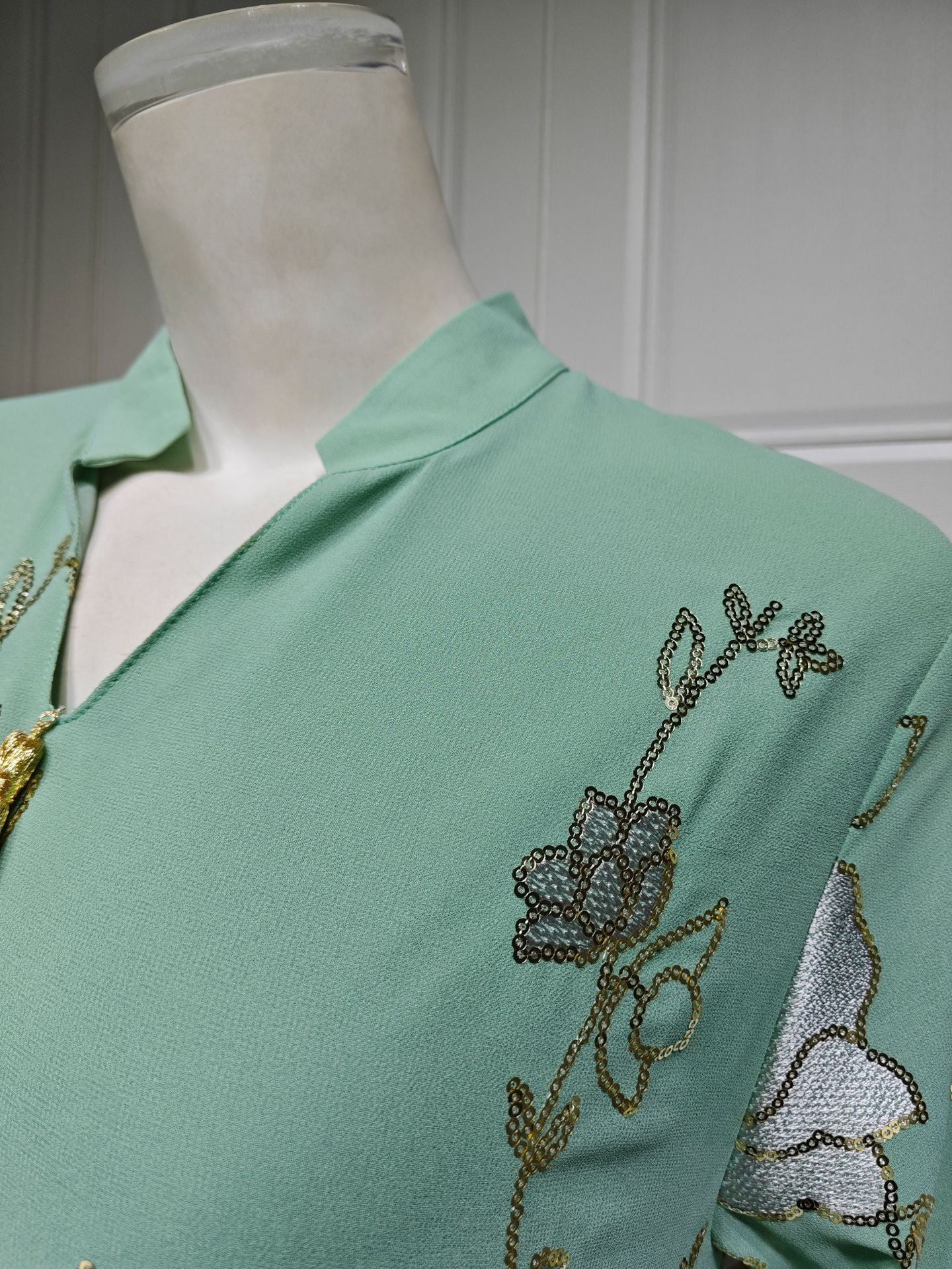 HS6649 Sequined Embroidered Tassel Long Robe, Elegant and Sophisticated Dress