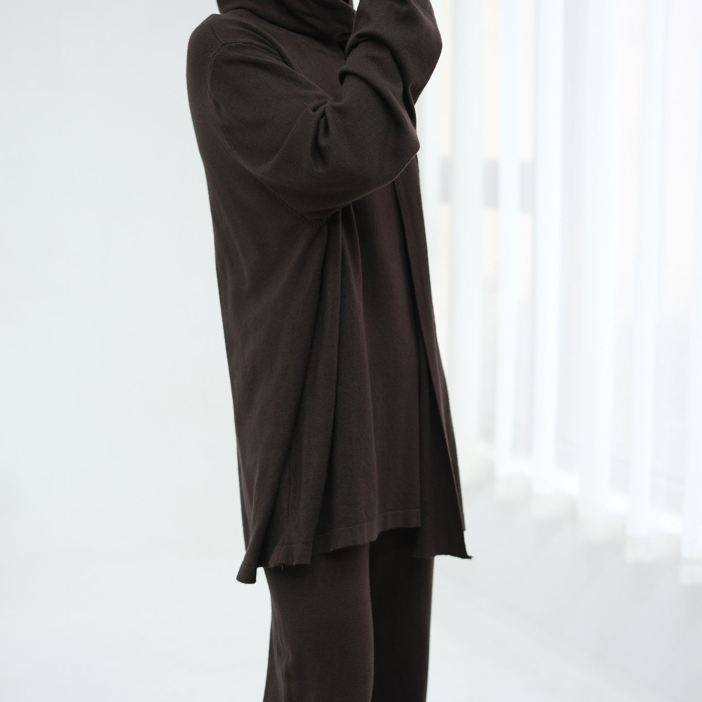 HS6593 Soft knitted home set | Simple solid color two-piece set