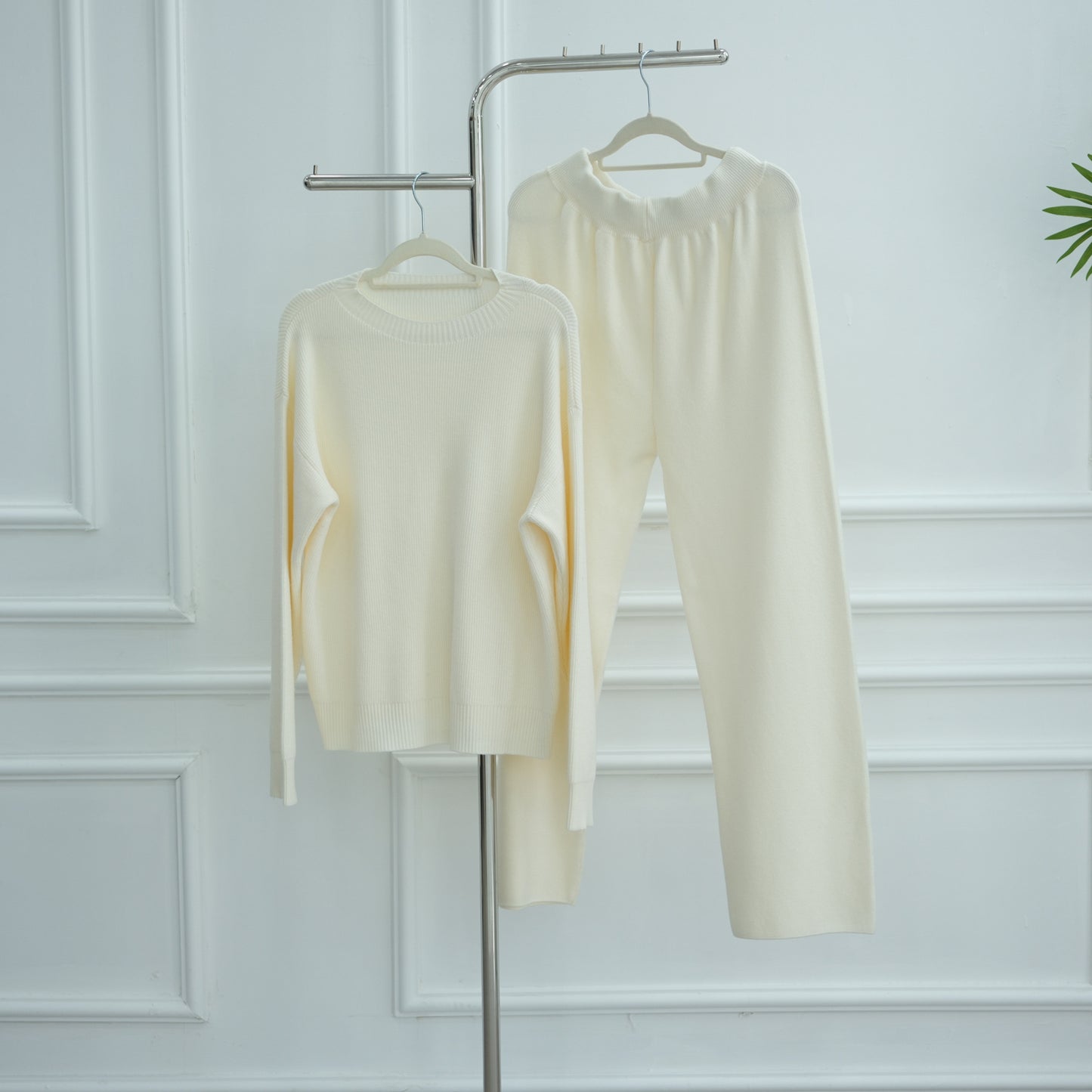HS6595 Autumn and Winter Thickened Knitted Suit (Not Including Headscarf) | Simple Solid Color Two-Piece Suit