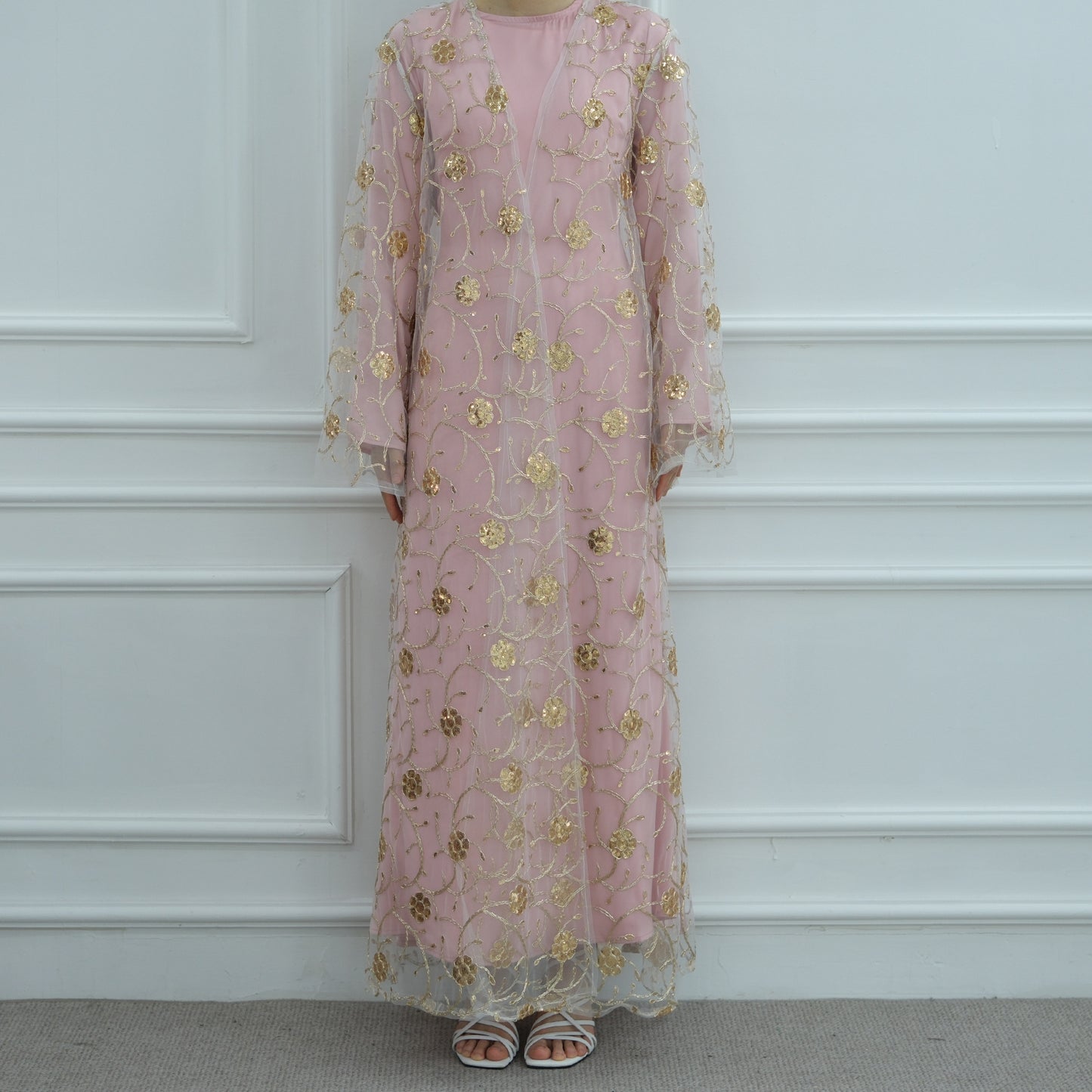 HS6627 Gold hook flower embroidered cardigan (with optional inner wear)