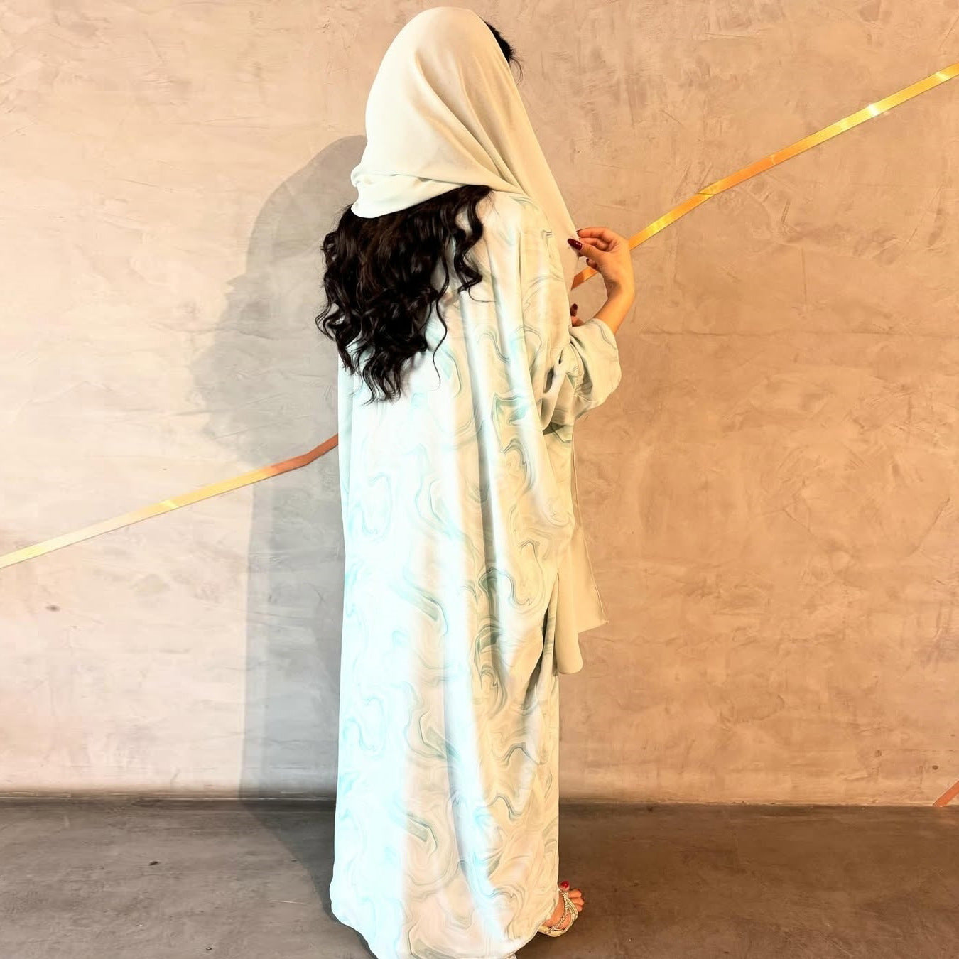 HS6635 Abaya chiffon printed two-piece set (including headscarf)