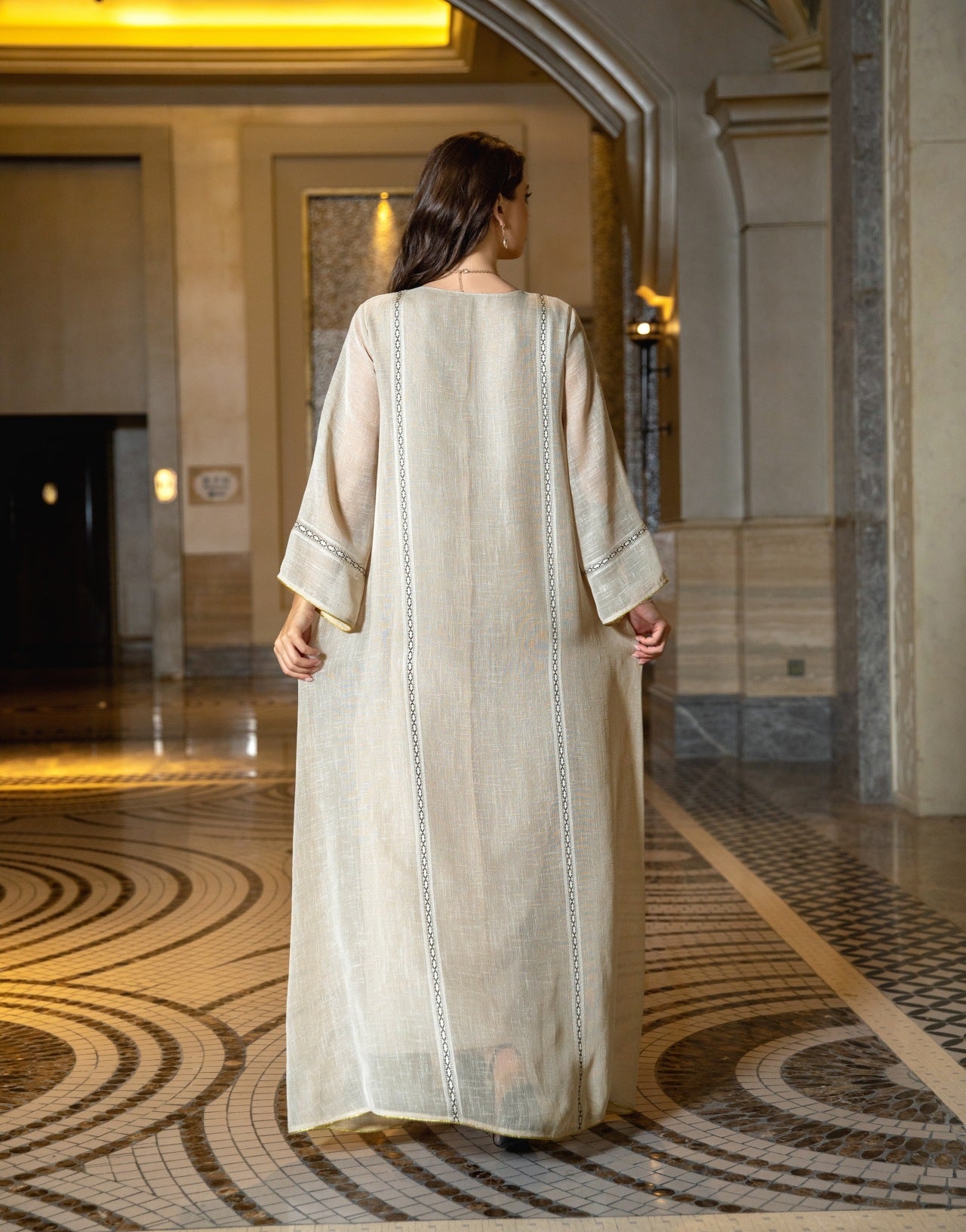 HS6637  Mesh Sequined Embroidered Long Dress