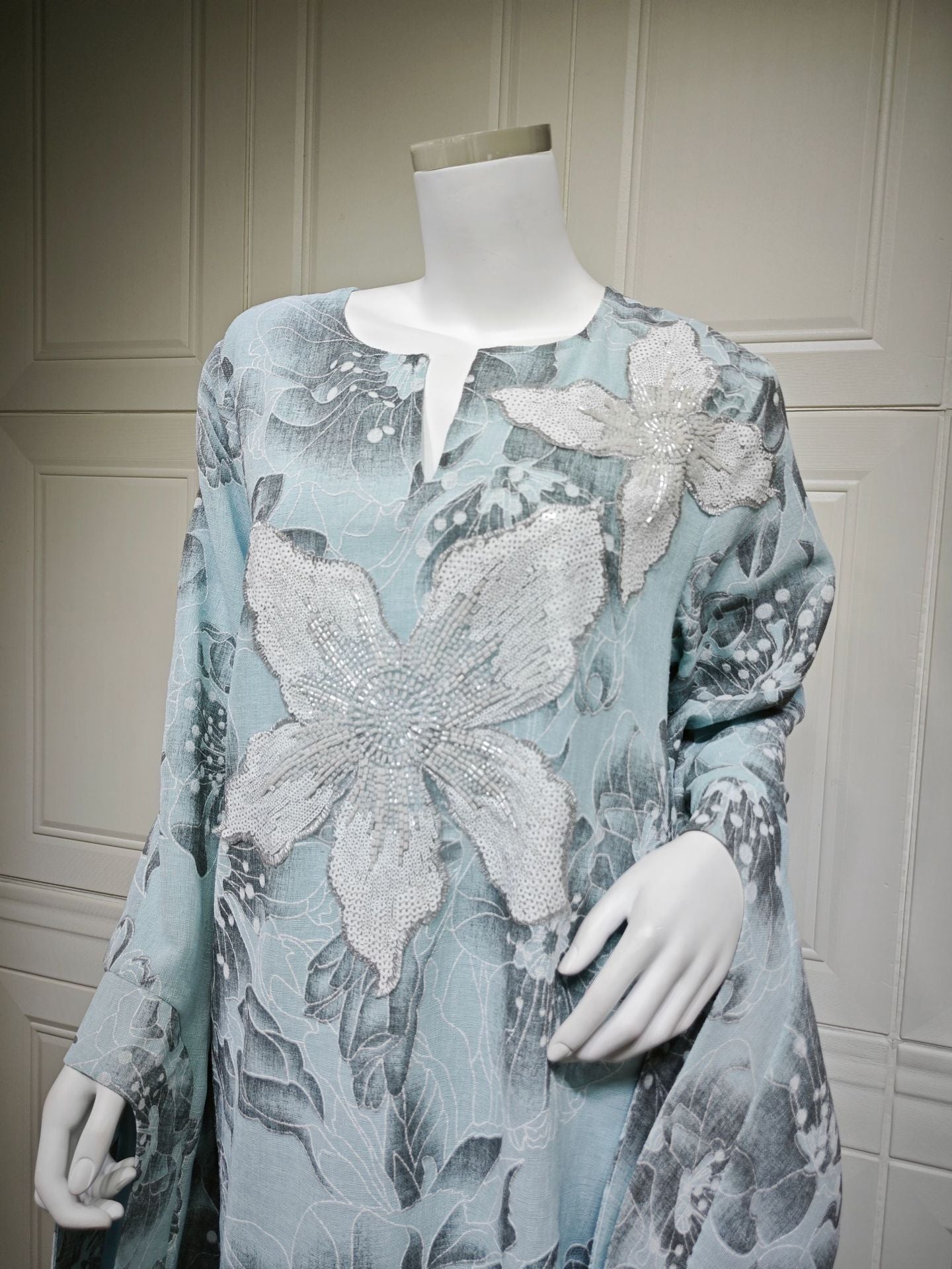 HS6639 Floral Appliqué Embroidered Long Dress