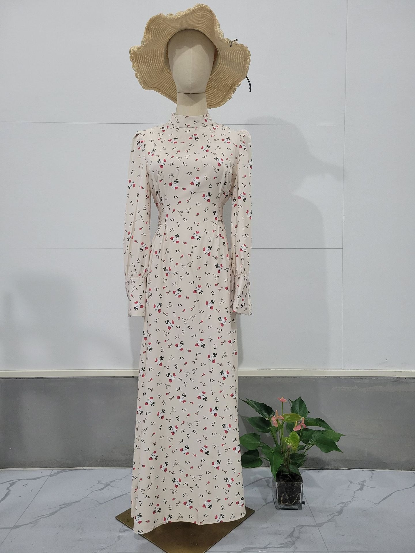 HASASERIES HS1027 Robe longue à lacets et motif floral
