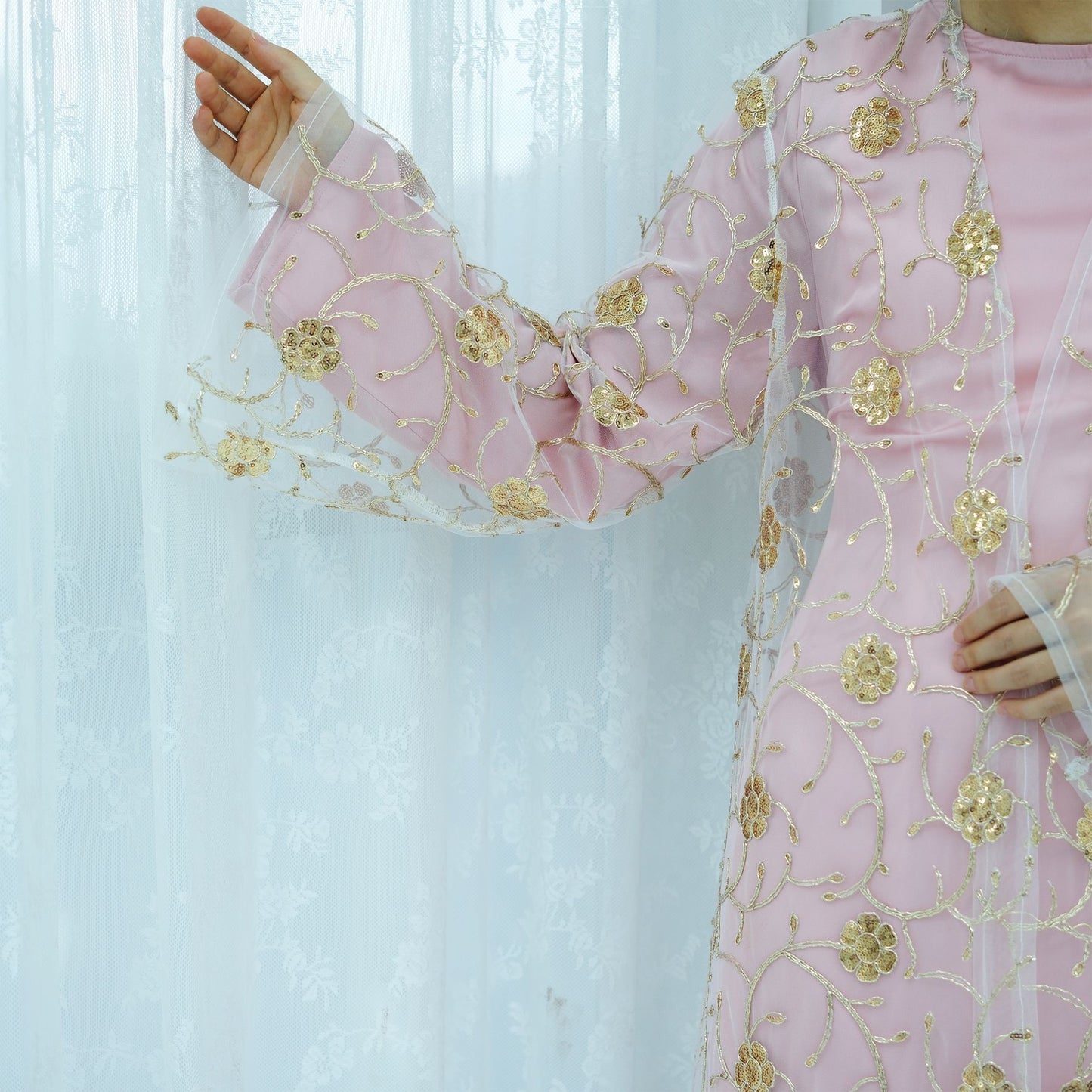 HS6627 Gold hook flower embroidered cardigan (with optional inner wear)