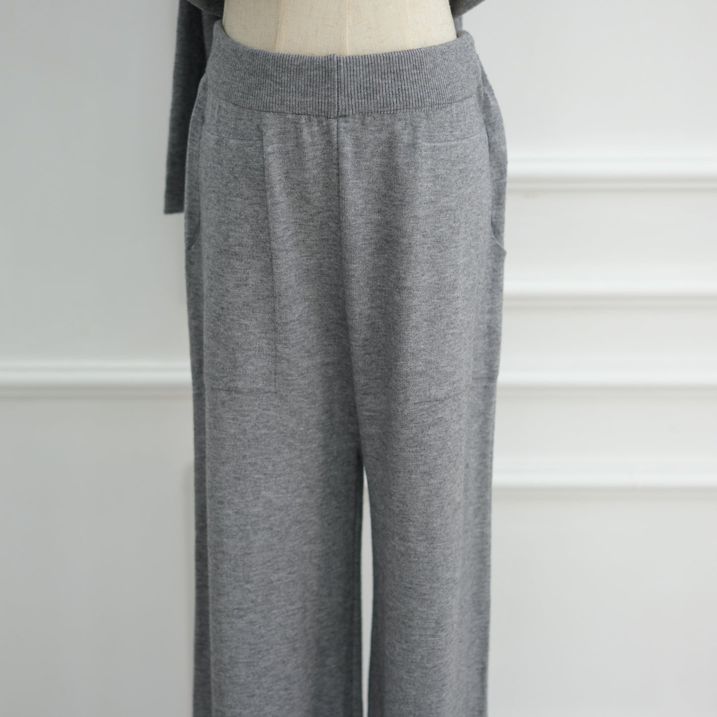 HS6593 Soft knitted home set | Simple solid color two-piece set