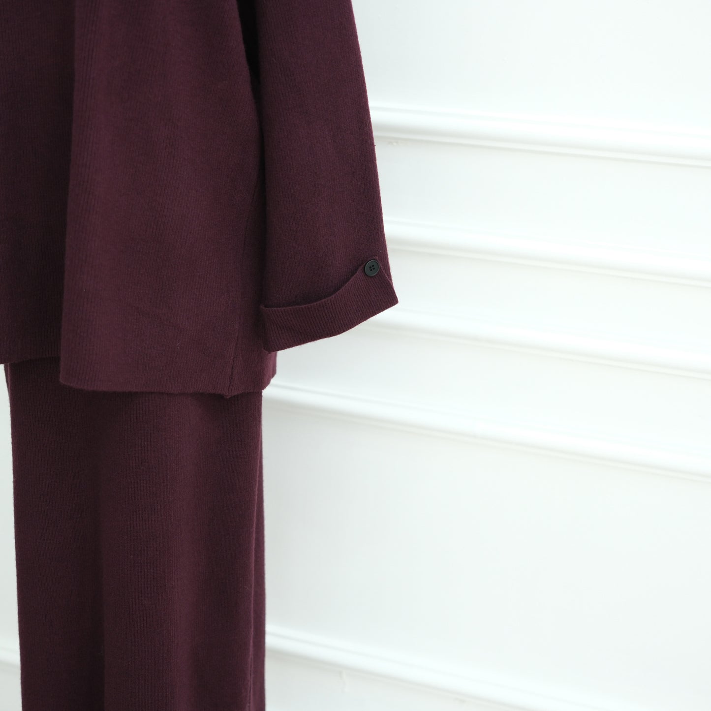 HS6597 Autumn and winter thickened knitted suit solid color two-piece suit (excluding headscarf) top + skirt