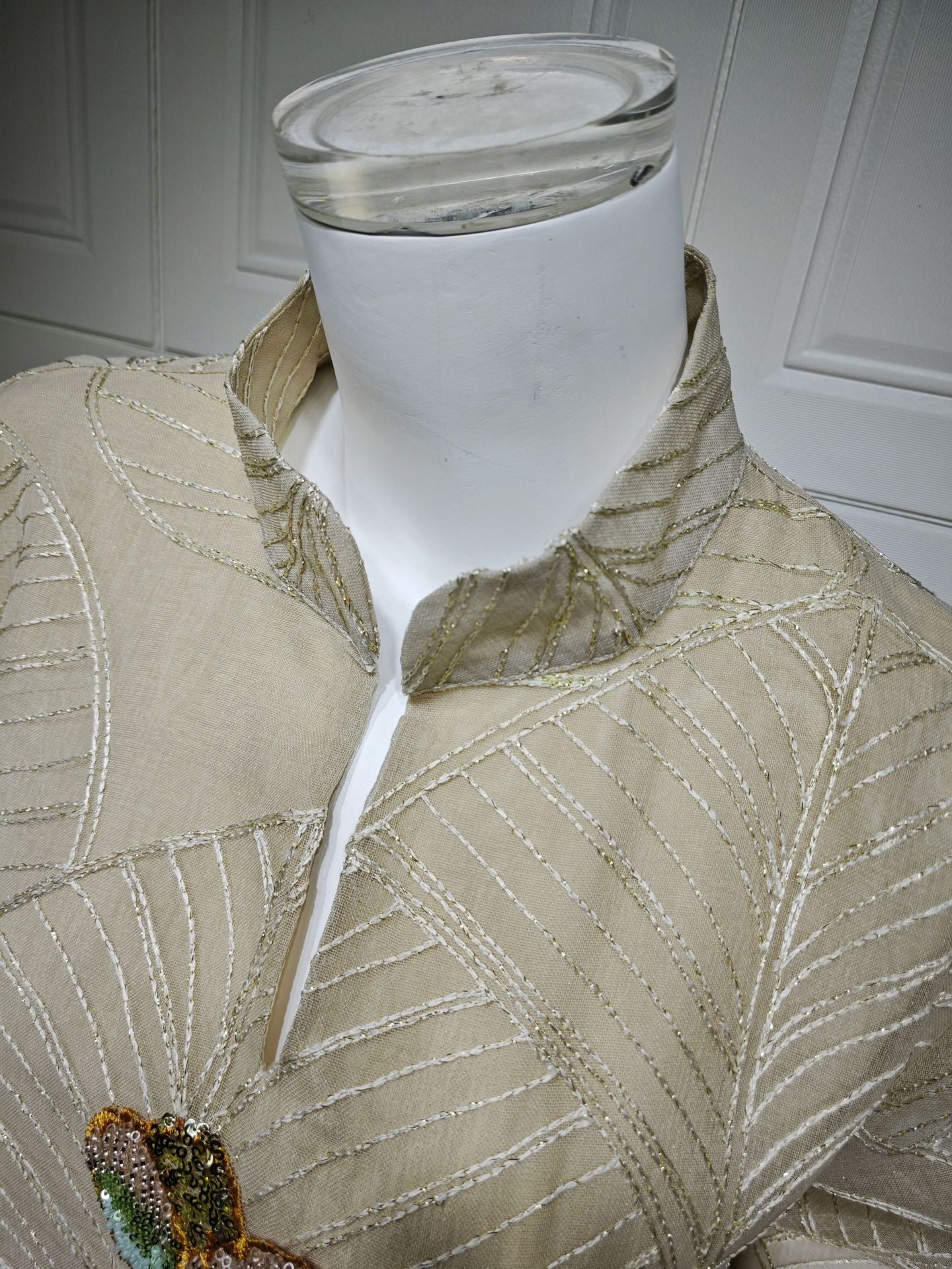 HS6657 Women's Long Robe Dress with Mesh Embroidery